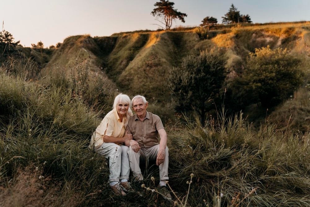 A senior couple in nature, enjoying time together